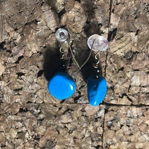 Women earrings jewelry pierced Dainty Blue pierced Stone Earrings